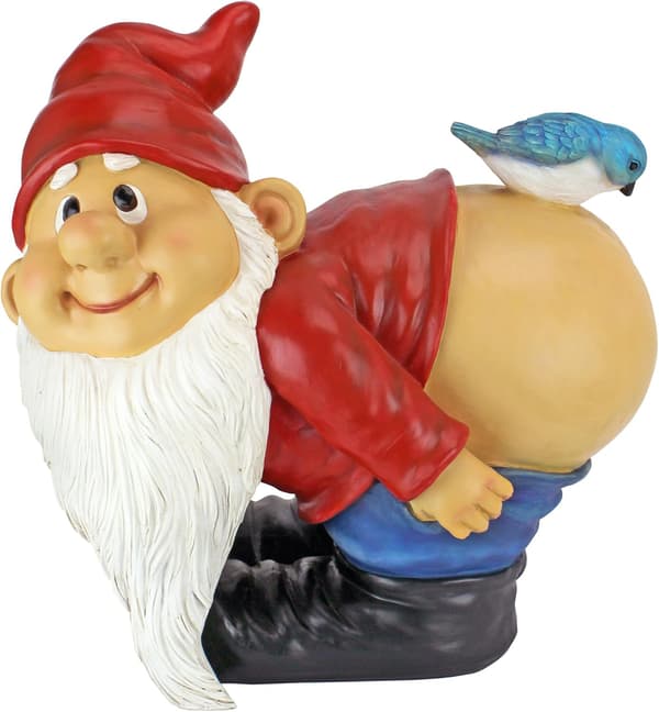 Nøgen Balder Havegnom Statue, Stor 11cm, Polyresin, Fuld C