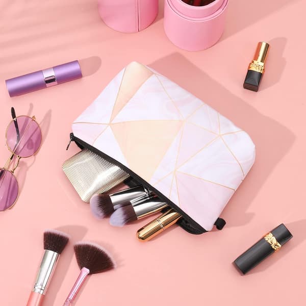 18*13.5*22cm, (pink geometrisk figur), 2 stk., Makeup Taske, Dame Makeup