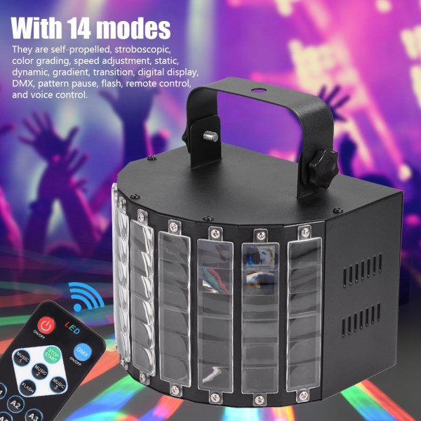 LED-scenljus Butterfly 9-färgad RGB Auto Sound för