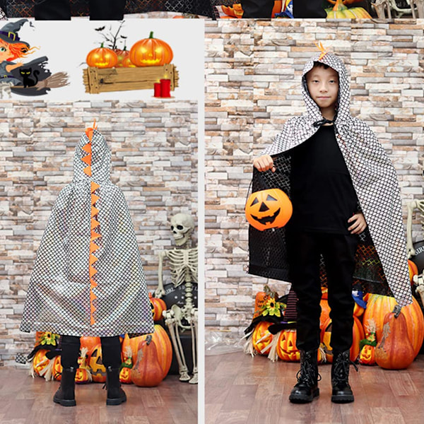 Dinosauriekappa Drakhuva Mantel Halloweenkostym Pojke Flicka Småbarn Utklädningskläder 3-8 År silver