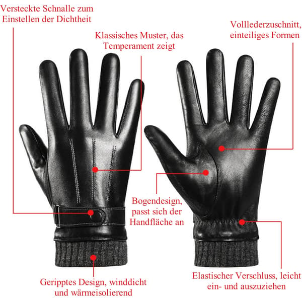 Vinterhandskar Konstläder Varma Tjocka Fleece Vindtäta Köldskydd
