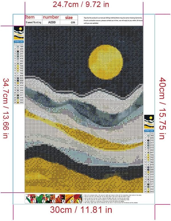 Diamantmaling, 30x40cm Diamantmaleribilder DIY 6D Diamant