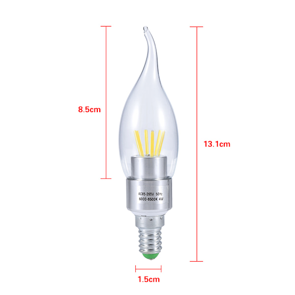 E14 4W 85-265V COB LED-glödtrådslampa Ljus Energisparande