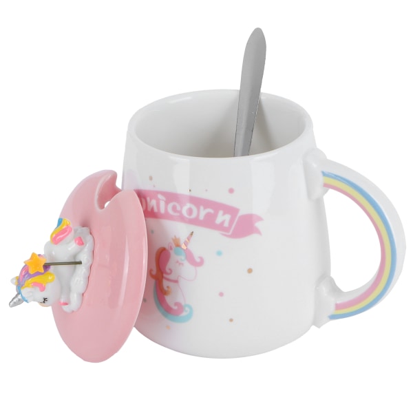 Djurmugg Sked Vattenkopp med lock Söt Keramikmugg Kaffekopp