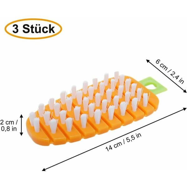 3-pack Flexibla Grönsaksborstar för Köksrengöring Orange Morot