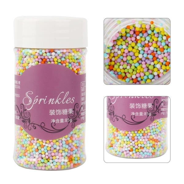 2 mm små färgglada pärlor pärlsocker fondant