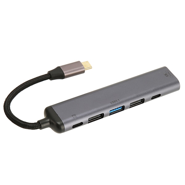 USB C Docking Station 7 i 1 Flätad Kabel 100W 4K Stödd Multifunktionell USB C Hubb för Laptop Skrivbord Surfplatta