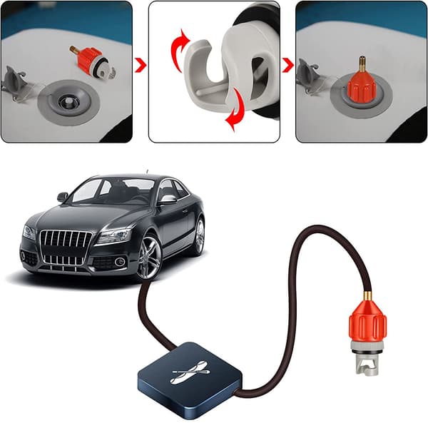 Pumpeadapter, adapter til kompressor, bærbar SUP-ventiladapter, oppustelig bådventiladapter til kajak, oppustelig båd, SUP-board Orange