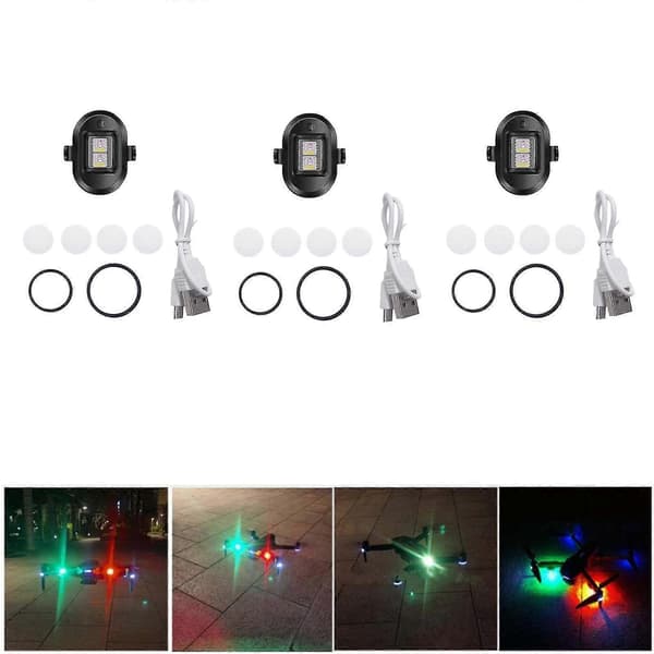 3x Drone Strobelys, letvægts Drone Anti-kollisionslys, LED Drone Lys Med 4 Farver Lys, Mini Strobelygte Lavet Til Dji Mini/Mavic Air 2/Pro