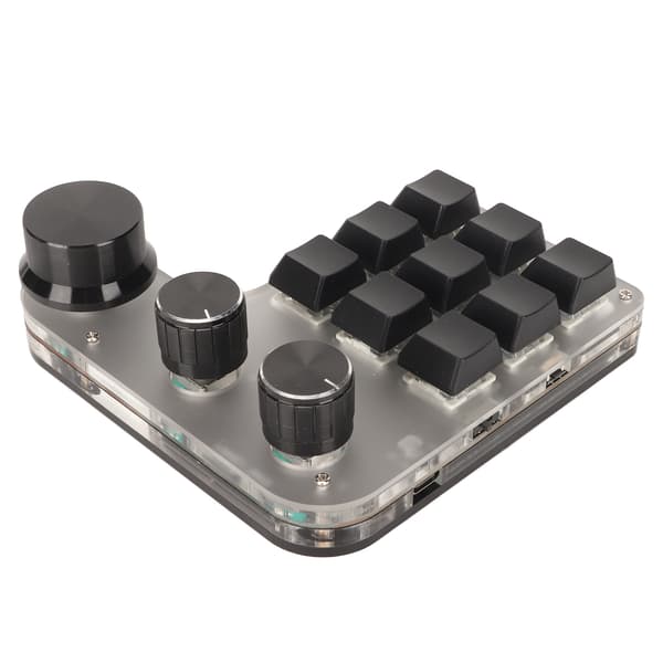 DIY Programmerbart Tastatur med RGB Lys 9 Taster 3 Knapper Kablet USB Trådløst Bluetooth Mekanisk Tastatur til Kontor Sort