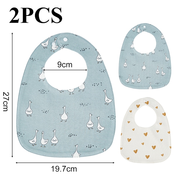 2 st Babyhaklappar Dregelhaklappar för Unisex Pojkar Flickor, Mjuka Bomullshaklappar för Tandsprickning och Dregel Style 1