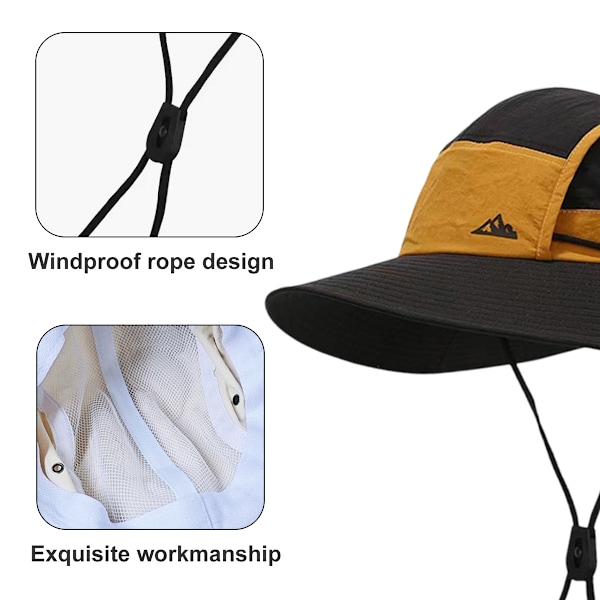 Unisex fiskehatt Safari Bredbrättad strandhatt Solhatt Sommar UV-skydd hatt Black