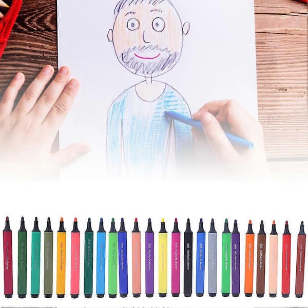 Børn Børn Vaskbar Akvarel Marker Pensel Pen til Tegning Maleri Kunstforsyninger 24 farver
