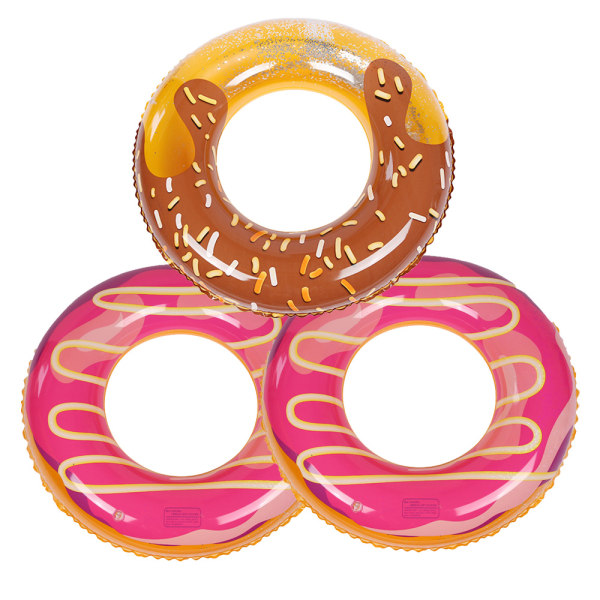 3st Donut Pool Float med glitter, roliga poolringleksaker