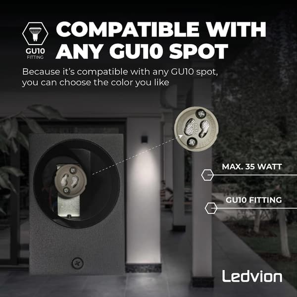 LED Ulkoseinävalaisin - Musta - Kuutio - Neliö - 1x GU10 Alas - L
