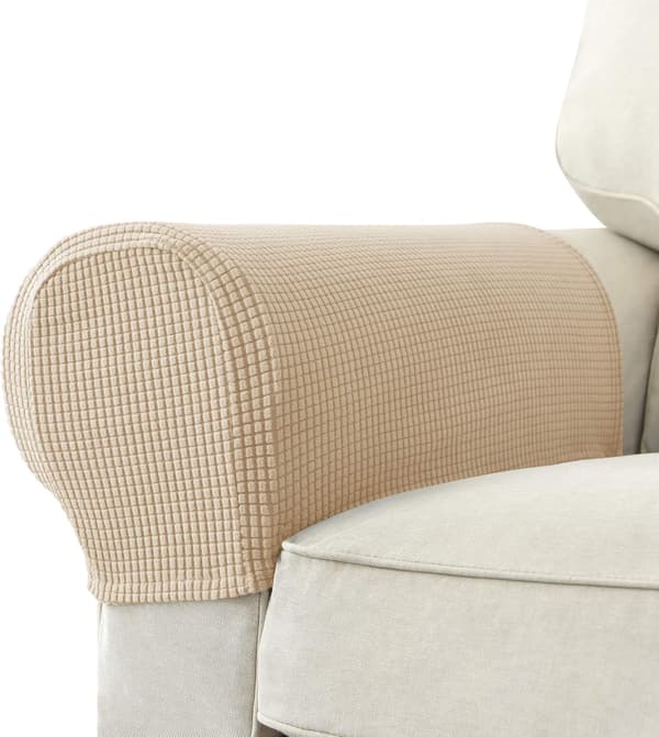 Set med 2 Jacquard Stretch Soffa Fåtölj Armstödsskydd Halkfria Möbelskydd Armstöd Överdrag för Soffa Vilstol