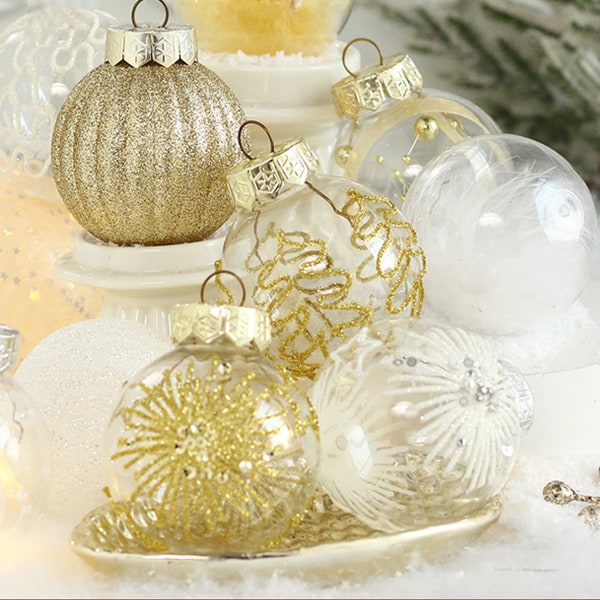 60MM/2.36" Christmas Ornaments Set, 30pcs Clear Christmas