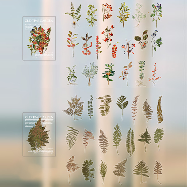 Pressed Flower Themed Stickers Set (240 Pcs) Dried Flowers