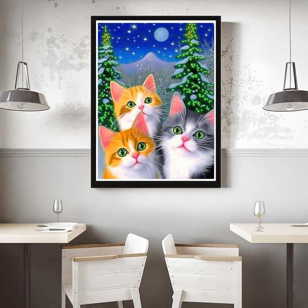 5D Diamantmaleri 30x40cm Katt, Diamantbroderi Dyr, Diamant