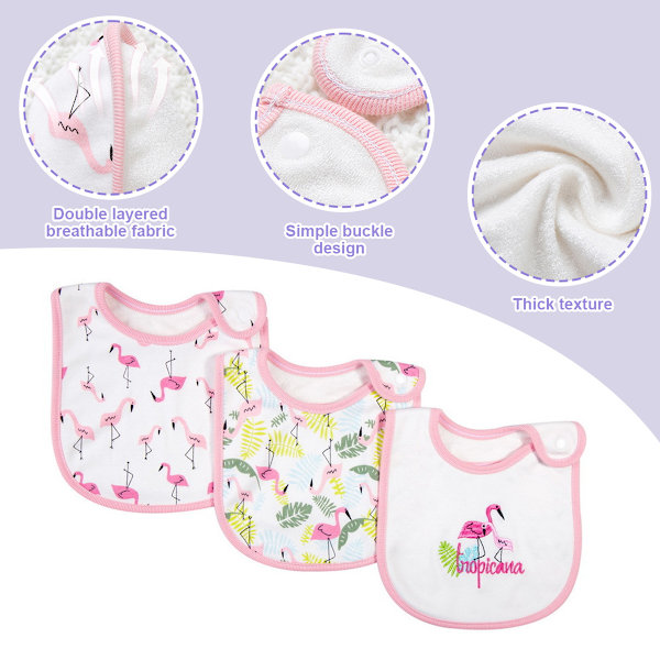 Bebis Haklappar Mjuka Absorberande Ekologisk Bomull Saran Wrap Dregelhaklappar Set (0-36 månader för baby pojke, baby flicka, nyfödd) Style 3