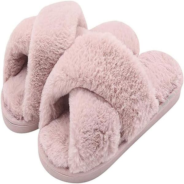 Varme kryss pels flip-flops rosa 38-39 Innendørs gulvisolasjon kryss hår mopp ensfarget