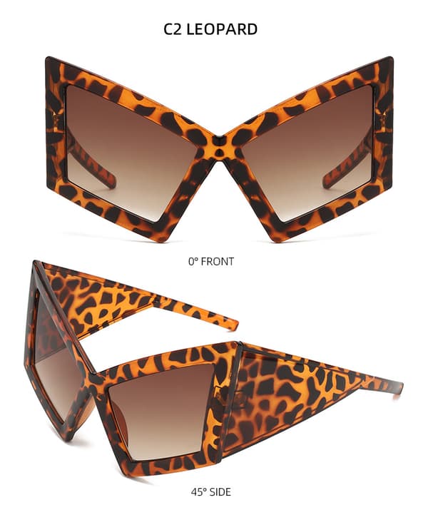 Unike vinkelformede solbriller: Trendy, UV-beskyttende og solblokkerende stil C2 LEOPARD