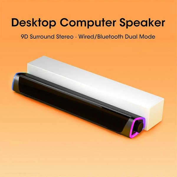 4D Computerhøjttalerbar Stereolyd Subwoofer Bluetooth-højttaler til bærbar computer PC Musikafspiller (sort)
