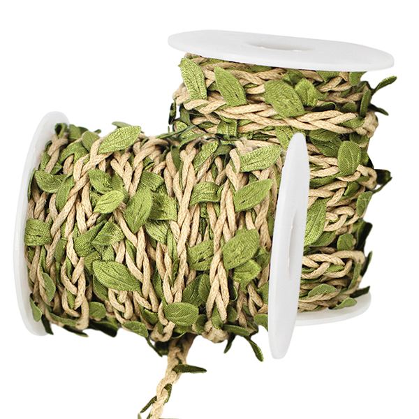 2 Roll Twine Green Leaf Jute 5MM Rope Hemp Burlap Ribbon String
