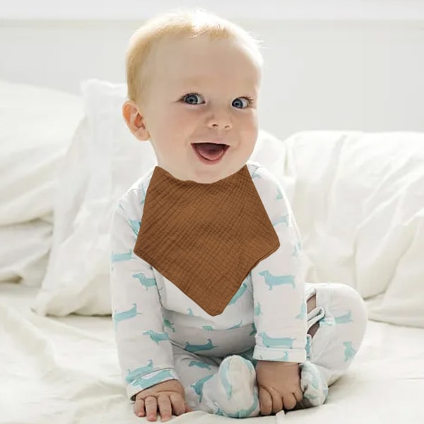 Musslin Haklappar för Bebisar, Mjuka Triangulära Baby Bandana Dregelhaklappar för Pojkar och Flickor, Enfärgade Haklappar för Dreglande och Tandsprickning Style 3