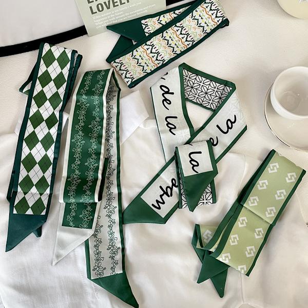 Retro liten silkescarf tjej hjärta vår och sommar smal