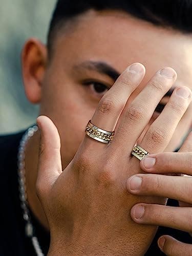 Mænd Kvinder Rustfrit Stål 7 mm Bred Båndring, Hip Hop Tommelfingerringe Mode Cubanske Kæderinge