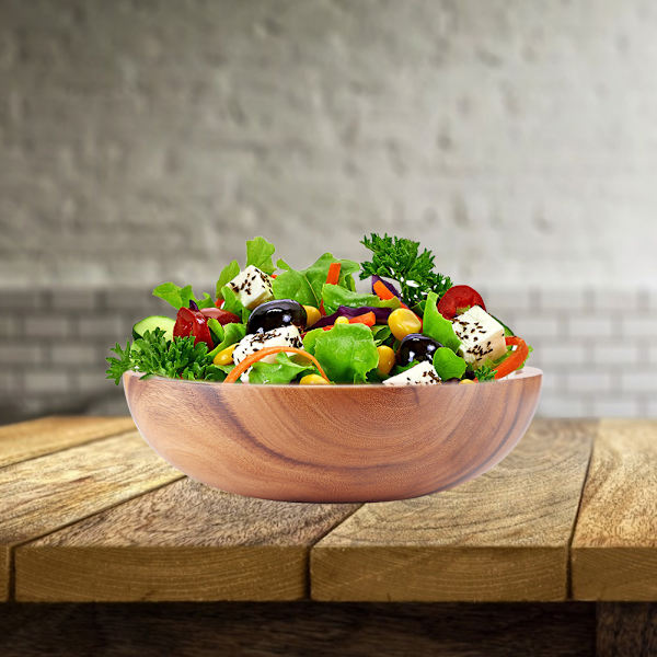 Hushållsträskål i trä för soppor, måltider, fruktsallad och matbehållare
