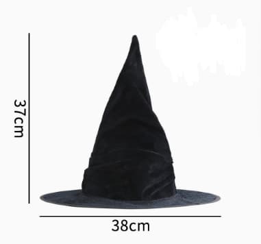 Svart fløyel trollmannhatt