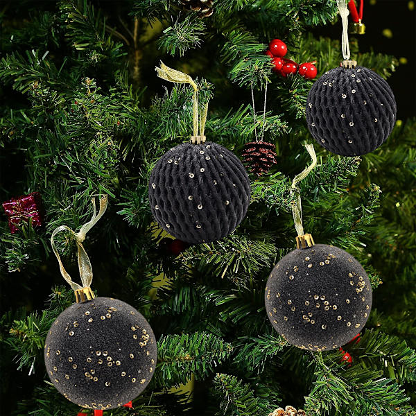 3.15" Christmas Ball Ornaments 12 pcs Glitter Sequin Foam Ball