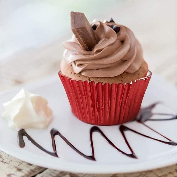 200 st Guld Folie Muffin Formar Standard Bakformar Muffin Pappersformar Red