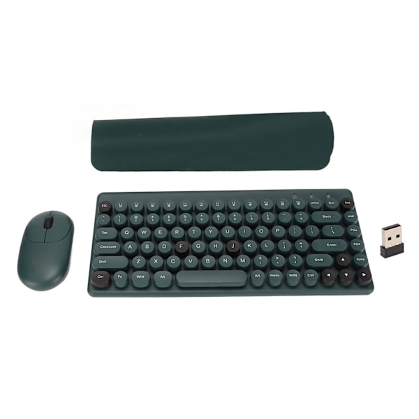 Trådlöst tangentbord och mus-kombination 2,4 GHz 86 tangenter Rund tangent Automatisk energisparfunktion USB-mottagare för PC Laptop Desktop Grön