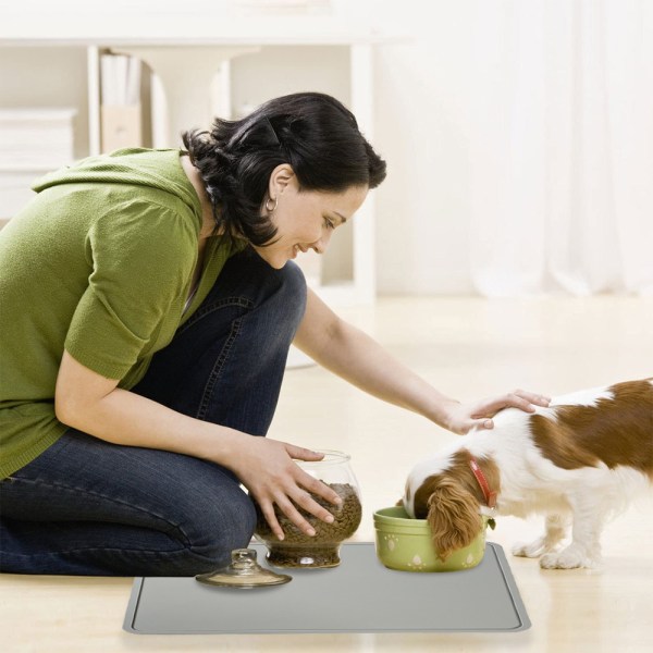 Silikonmatta för husdjursfoder med upphöjda kanter för att förhindra spill gray