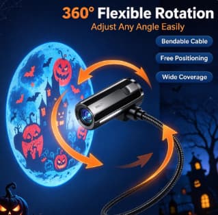 USB-ferieprojektorlys, 10 mønstre per lysbilde, 360° roterbart LED-projektorlys, egnet for Halloween-projektorer stye 8