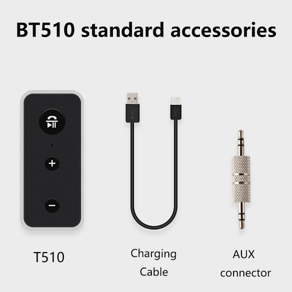 Bluetooth 5.0 aux-adapter, mottagare för ljudbilsats, bärbar