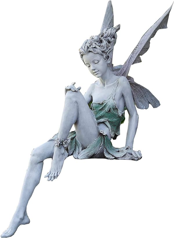 Havefiguriner Siddende Elver 15cm Engel Statue Havefiguriner
