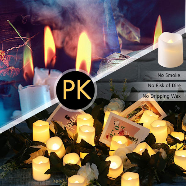 Flimrande flamlös LED-ljus, batteridriven, 200+ timmar