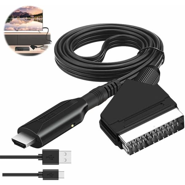 Scart til HDMI Audio Video Adapter til HDTV/DVD/Dekoder/PS3/PAL/NT