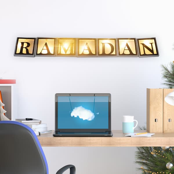 Ramadan LED Lyskæde Dekoration Træ Hul Bogstaver