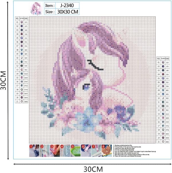 Unicorn 5D diamantmålningskit, djurmålningskonst för hemvägg