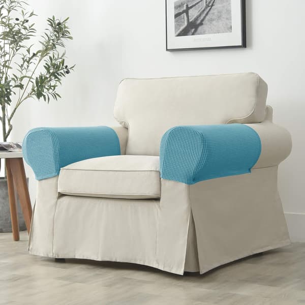 Set med 2 Jacquard Stretch Soffa Fåtölj Armstödsskydd Halkfria Möbelskydd Armstöd Överdrag för Soffa Vilstol