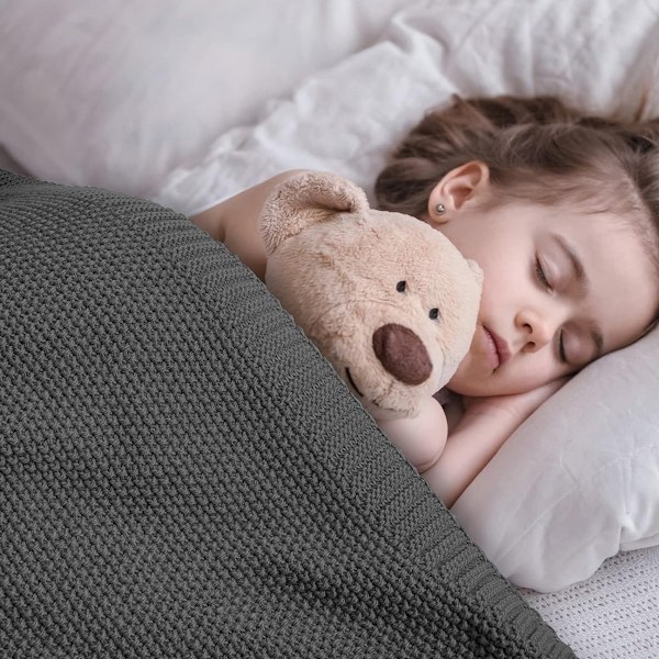 Mjuk och Bekväm Kabelstickad Pläd för Säng, Soffa, Vardagsrum, Lätt Varm Dekorativ Pläd i Bondgårdsstil gray