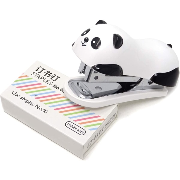 Portabel Mini Cute Panda Desktop Häftapparat Set med 1000PCS No.10