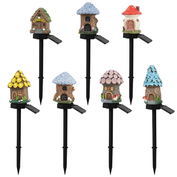 Blå Blommor 14cm Trädgårdsdekoration, Soldriven LED-belyst Fe