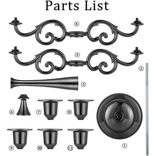 5 Lysestaker til Bryllup, Sink Legering Lys, Spisebord, Ca