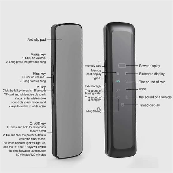 Under Pute Høyttaler Bluetooth Mini Benledning Lydboks Trådløs Soundbar Forbedre Søvn Hvit Støy Høyttaler